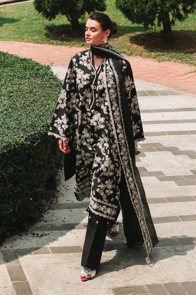 Cross Stitch | Eid Lawn Edit 26 |  OBSIDIAN BLOOM - by Libasekhas UK - Registered Vendor of : Cross Stitch - 100% Original Designer Dress