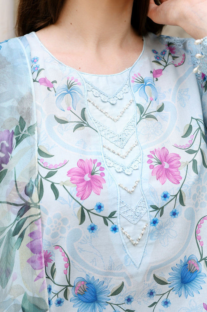 Cross Stitch | Eid Lawn Edit 26 | AQUA GLINT - by Libasekhas UK - Registered Vendor of : Cross Stitch - 100% Original Designer Dress