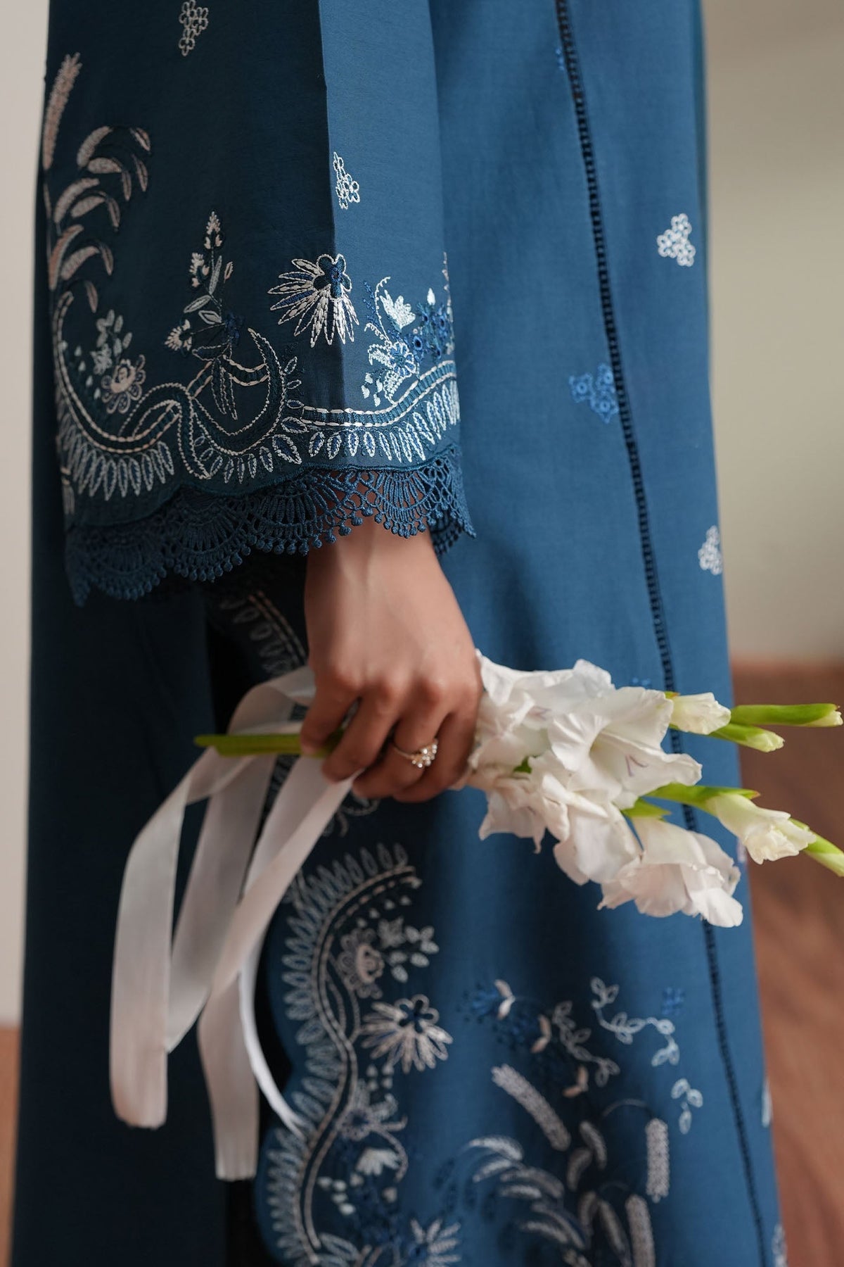 Cross Stitch | Mahiri Embroidered Collection 26 |SAPPHIRE GARDEN - by Libasekhas UK - Registered Vendor of : Cross Stitch - 100% Original Designer Dress