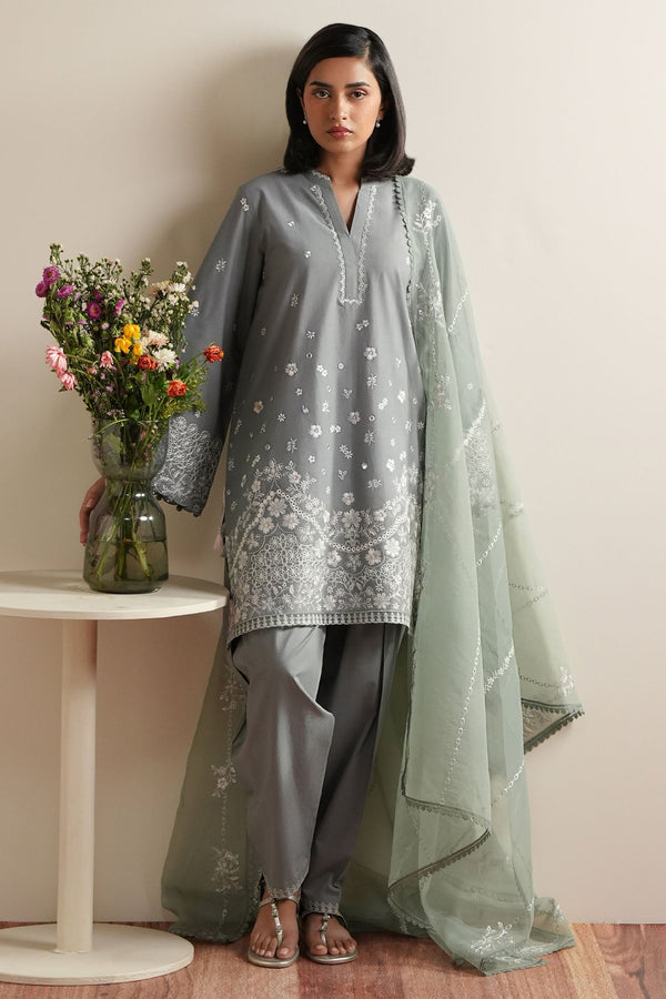 Cross Stitch | Mahiri Embroidered Collection 26 |AQUA REVERIE - by Libasekhas UK - Registered Vendor of : Cross Stitch - 100% Original Designer Dress