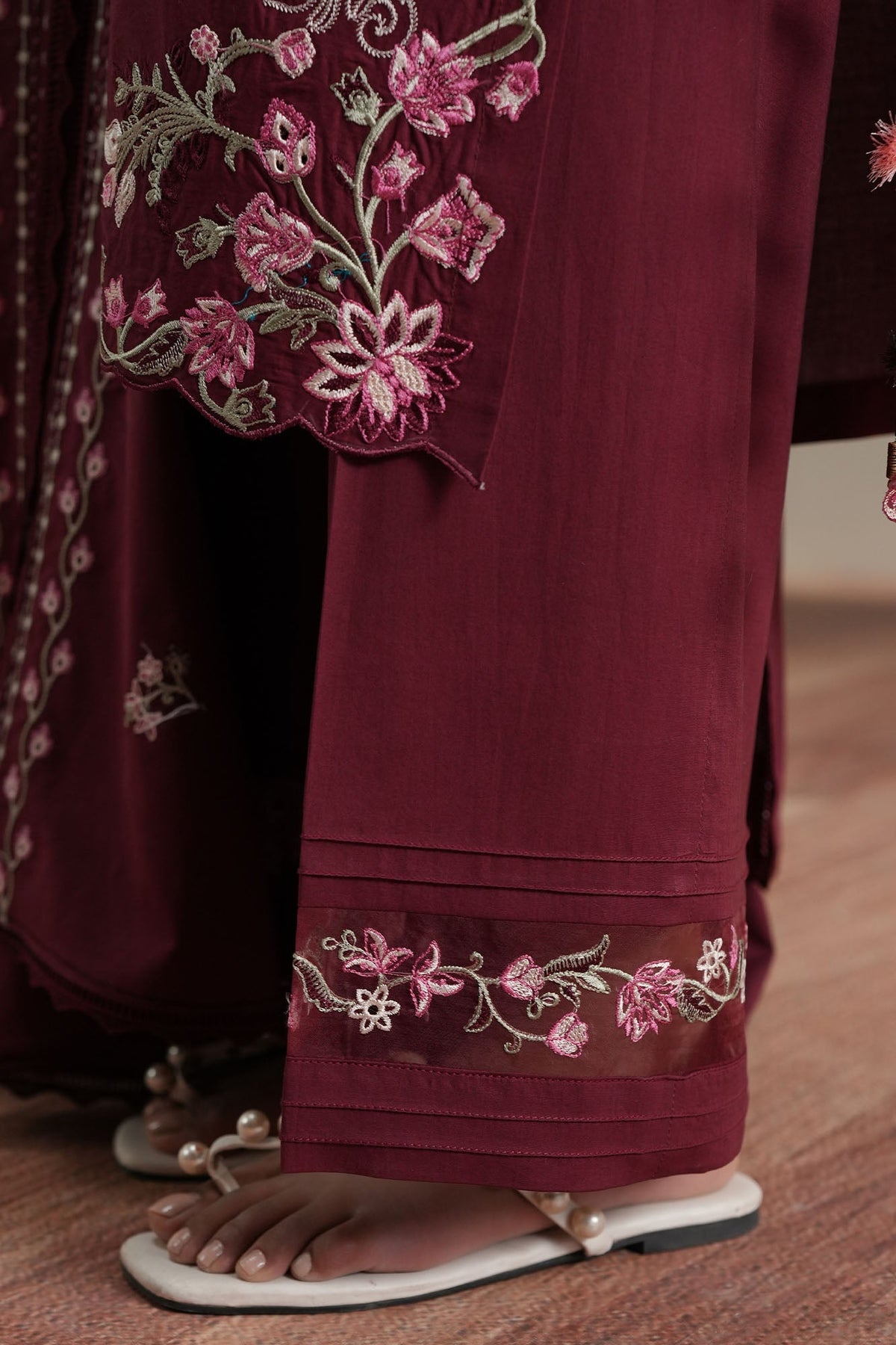 Cross Stitch | Mahiri Embroidered Collection 26 |CRIMSON - by Libasekhas UK - Registered Vendor of : Cross Stitch - 100% Original Designer Dress