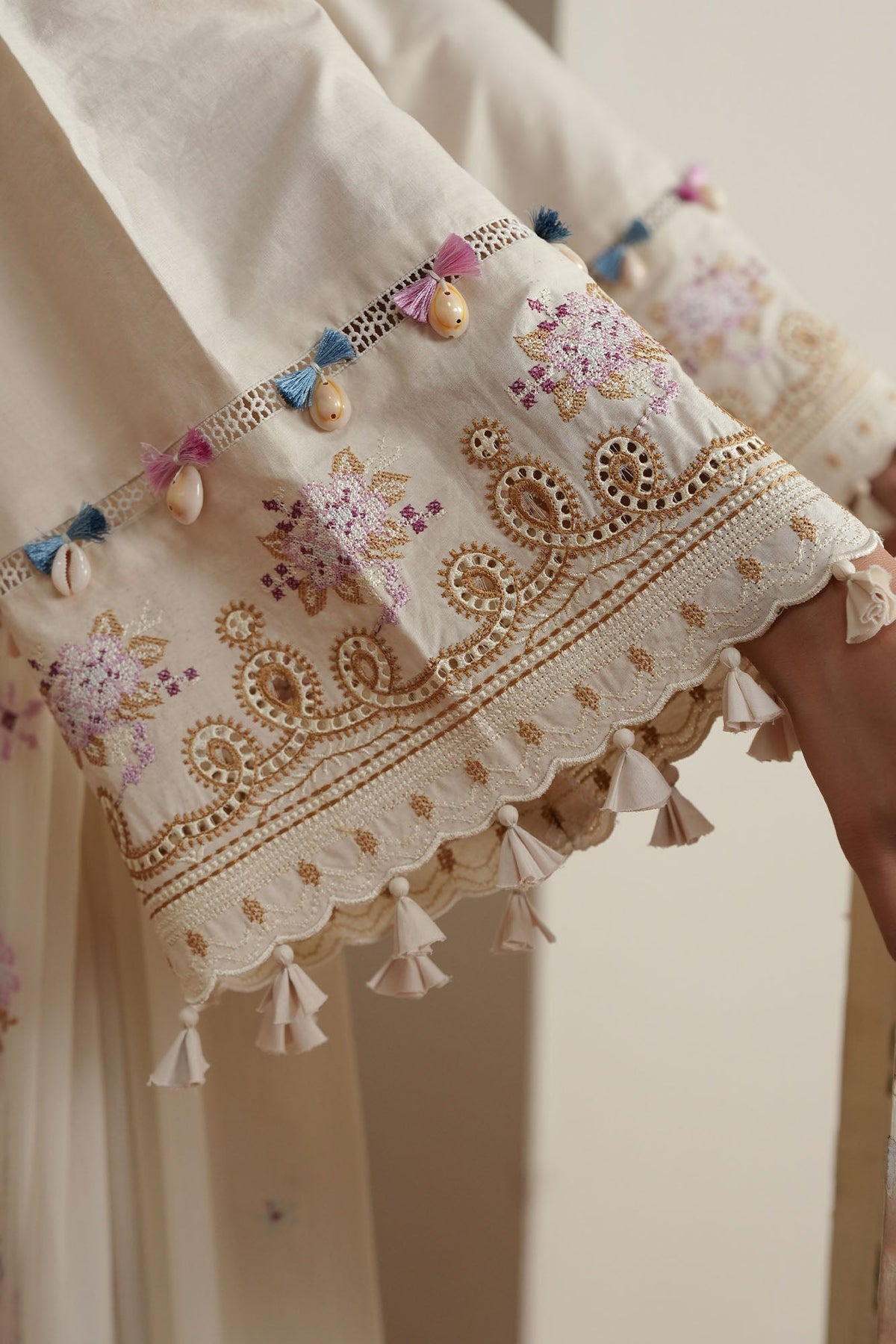 Cross Stitch | Mahiri Embroidered Collection 26 | VORY MOSIAC - by Libasekhas UK - Registered Vendor of : Cross Stitch - 100% Original Designer Dress