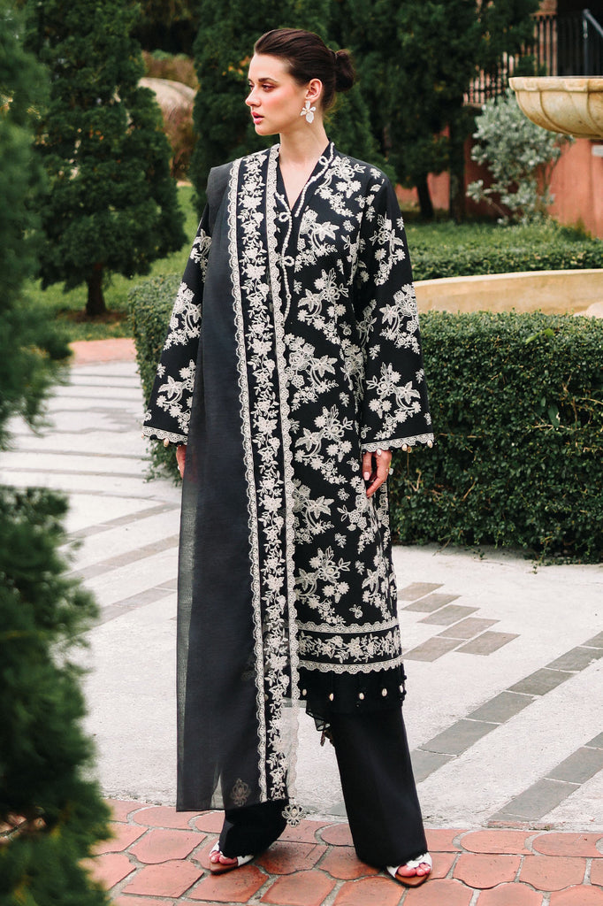 Cross Stitch | Eid Lawn Edit 26 |  OBSIDIAN BLOOM - by Libasekhas UK - Registered Vendor of : Cross Stitch - 100% Original Designer Dress