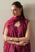 Cross Stitch | Mahiri Embroidered Collection 26 |RUBY GLOW - by Libasekhas UK - Registered Vendor of : Cross Stitch - 100% Original Designer Dress