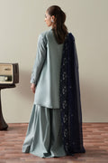 Cross Stitch | Mahiri Embroidered Collection 26 |AQUA SMOKE - by Libasekhas UK - Registered Vendor of : Cross Stitch - 100% Original Designer Dress