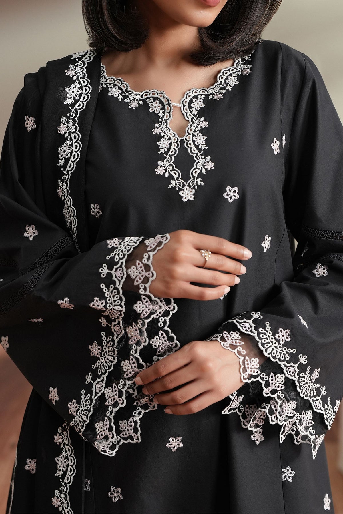 Cross Stitch | Mahiri Embroidered Collection 26 | NOIR CANVAS - by Libasekhas UK - Registered Vendor of : Cross Stitch - 100% Original Designer Dress