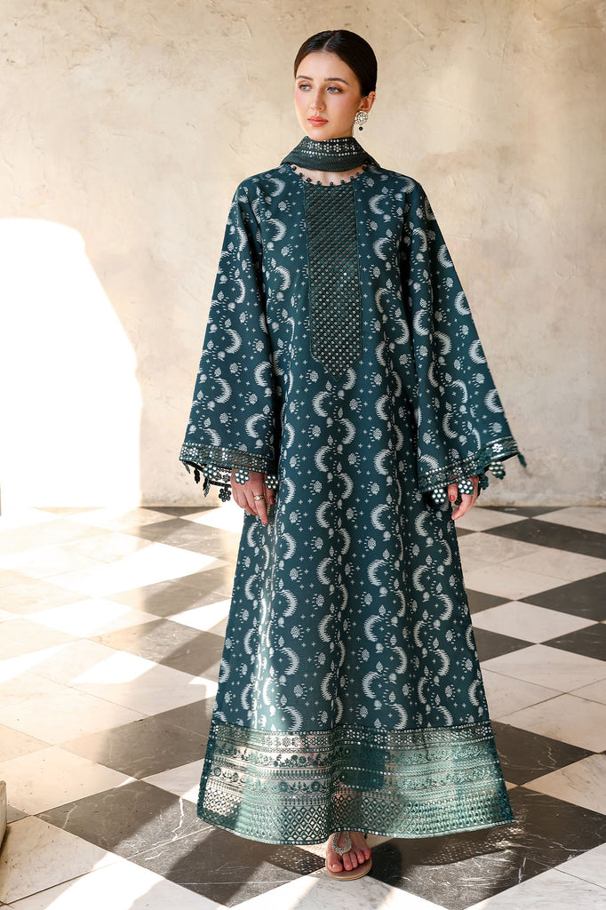 Cross Stitch | Eid Lawn Edit 26 |  TEAL SPRUCE - by Libasekhas UK - Registered Vendor of : Cross Stitch - 100% Original Designer Dress