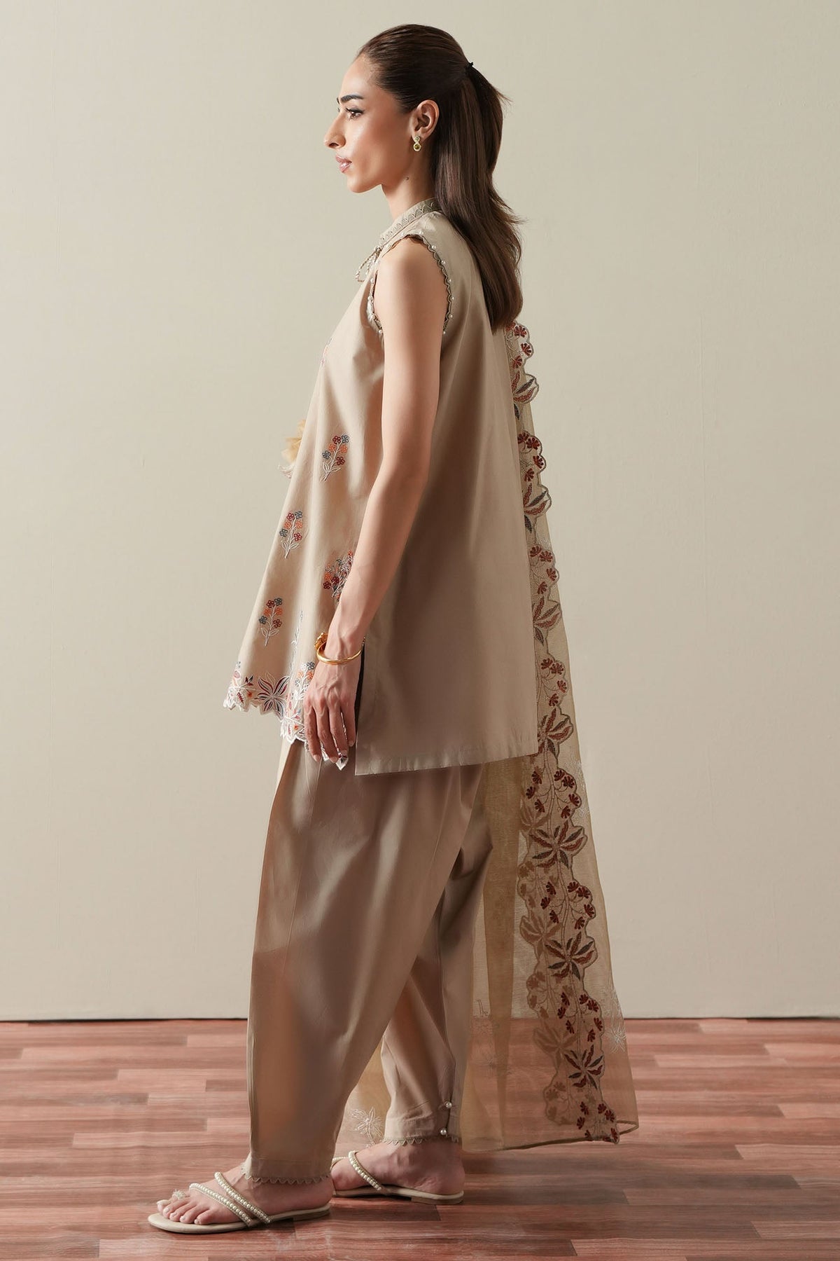 Cross Stitch | Mahiri Embroidered Collection 26 |DUSTY SAGE - by Libasekhas UK - Registered Vendor of : Cross Stitch - 100% Original Designer Dress