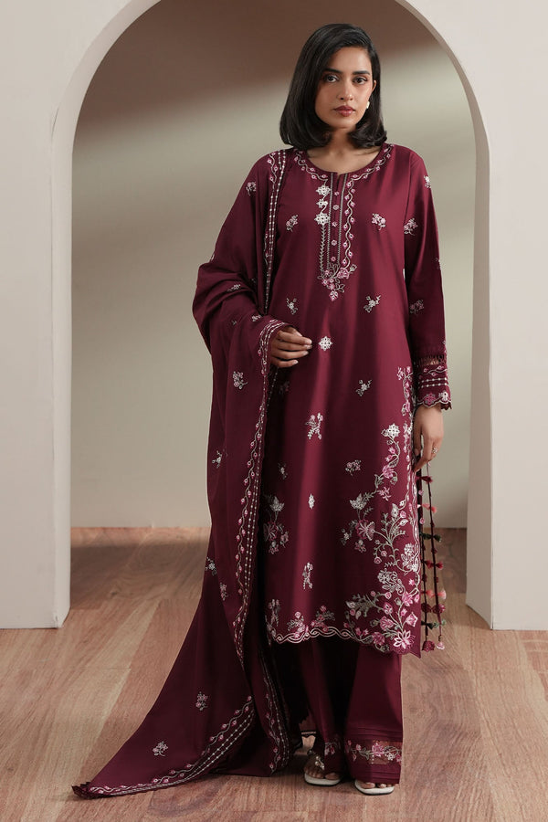 Cross Stitch | Mahiri Embroidered Collection 26 |CRIMSON - by Libasekhas UK - Registered Vendor of : Cross Stitch - 100% Original Designer Dress