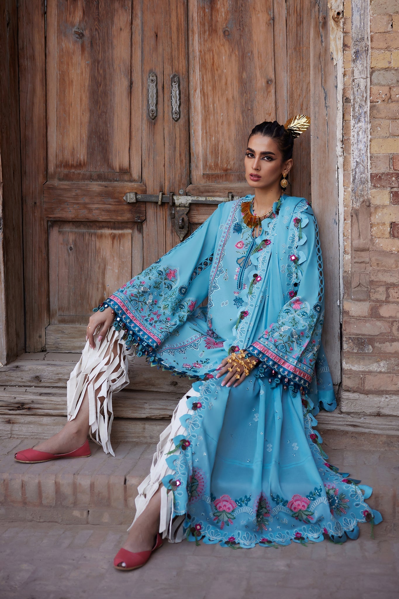 Elan | Luxury Lawn 25 | ISLA BLEU (EL25-11 A) - by - Libasekhas UK - Registered Vendor of : Elan - 100% Original Designer Dresss