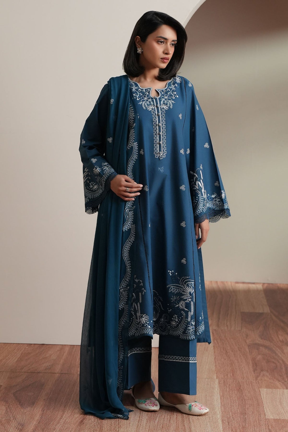 Cross Stitch | Mahiri Embroidered Collection 26 |SAPPHIRE GARDEN - by Libasekhas UK - Registered Vendor of : Cross Stitch - 100% Original Designer Dress