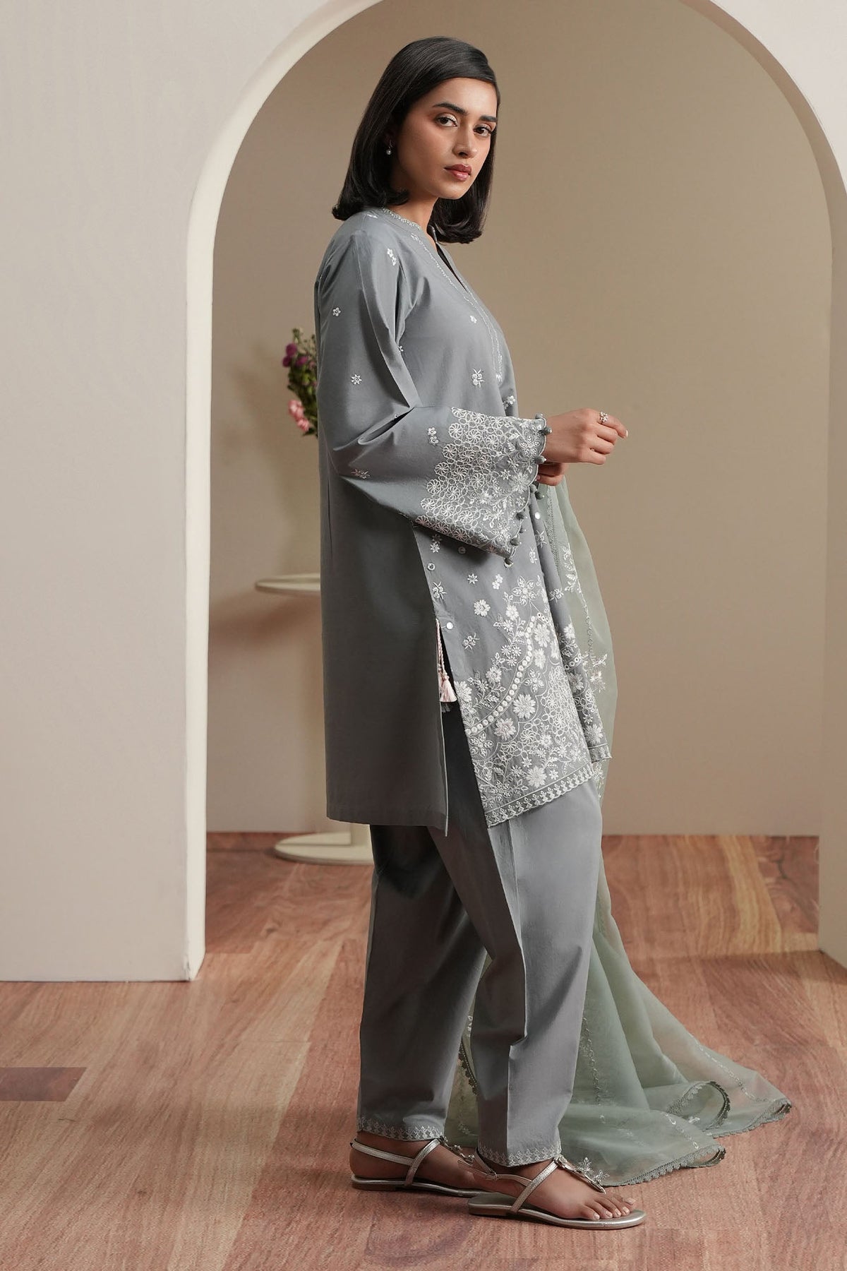 Cross Stitch | Mahiri Embroidered Collection 26 |AQUA REVERIE - by Libasekhas UK - Registered Vendor of : Cross Stitch - 100% Original Designer Dress