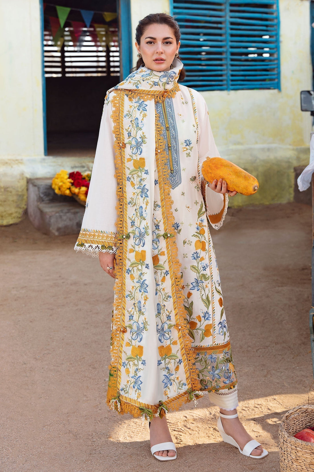 Zaha | Embroidered Lawn Collection | LEYA (ZL23-07 A) - by - Libasekhas UK - Registered Vendor of : Zaha - 100% Original Designer Dresss