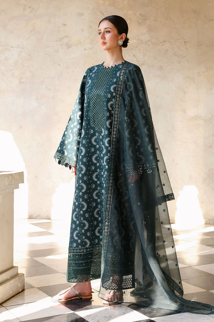 Cross Stitch | Eid Lawn Edit 26 |  TEAL SPRUCE - by Libasekhas UK - Registered Vendor of : Cross Stitch - 100% Original Designer Dress