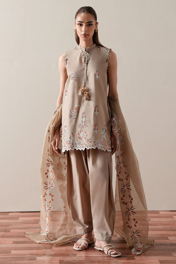 Cross Stitch | Mahiri Embroidered Collection 26 |DUSTY SAGE - by Libasekhas UK - Registered Vendor of : Cross Stitch - 100% Original Designer Dress