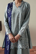 Cross Stitch | Mahiri Embroidered Collection 26 |AQUA SMOKE - by Libasekhas UK - Registered Vendor of : Cross Stitch - 100% Original Designer Dress