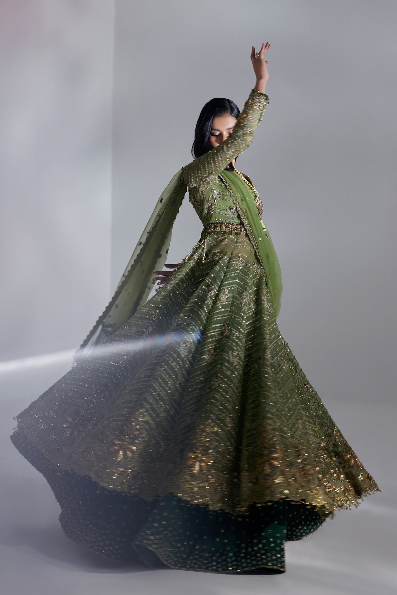 Elan | Luxury Wedding Wears | SCINTILLANT OLIVE (EP-20995) - by Libasekhas UK - Registered Vendor of : Elan - 100% Original Designer Dress