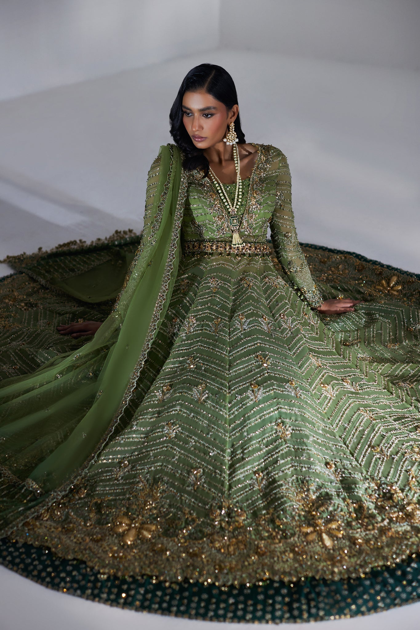Elan | Luxury Wedding Wears | SCINTILLANT OLIVE (EP-20995) - by Libasekhas UK - Registered Vendor of : Elan - 100% Original Designer Dress