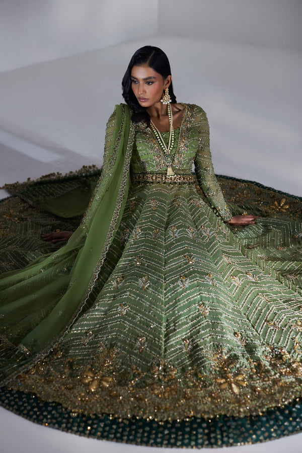 Elan | Luxury Wedding Wears | SCINTILLANT OLIVE (EP-20995) - by Libasekhas UK - Registered Vendor of : Elan - 100% Original Designer Dress
