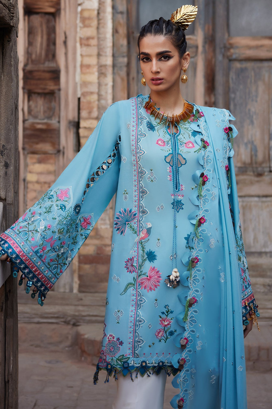 Elan | Luxury Lawn 25 | ISLA BLEU (EL25-11 A) - by - Libasekhas UK - Registered Vendor of : Elan - 100% Original Designer Dresss