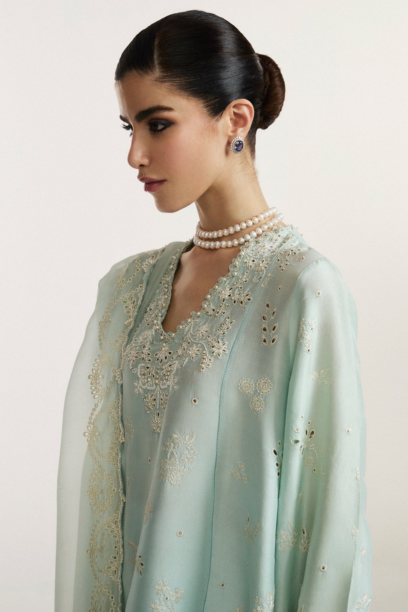 Elan I Vital Ornee I BLEU SERENITE (EV-21359) - by Libasekhas UK - Registered Vendor of : Elan - 100% Original Designer Dress