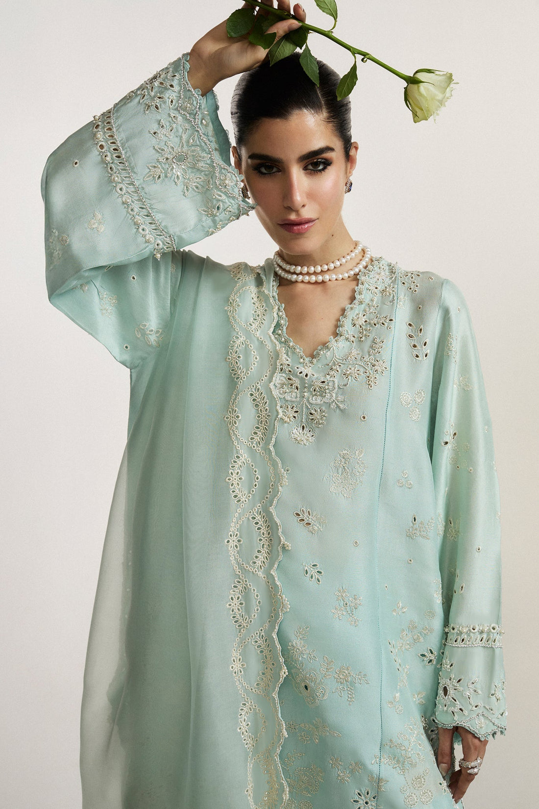 Elan I Vital Ornee I BLEU SERENITE (EV-21359) - by Libasekhas UK - Registered Vendor of : Elan - 100% Original Designer Dress