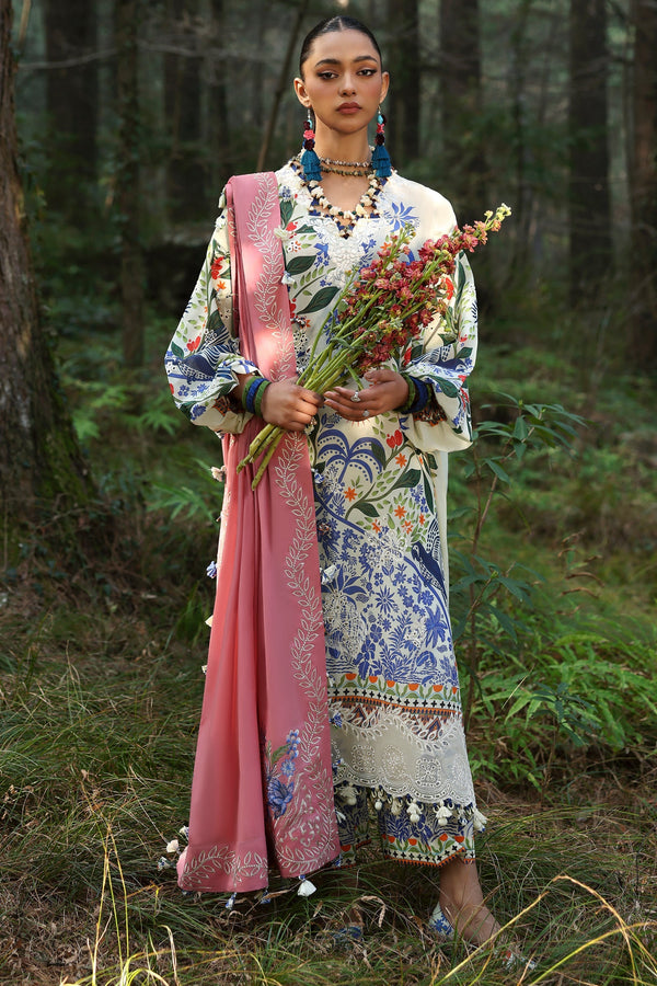 Zaha | Lawn 25 | WHITE SOLANA (ZL25-03 B) - by - Libasekhas UK - Registered Vendor of : Zaha - 100% Original Designer Dresss