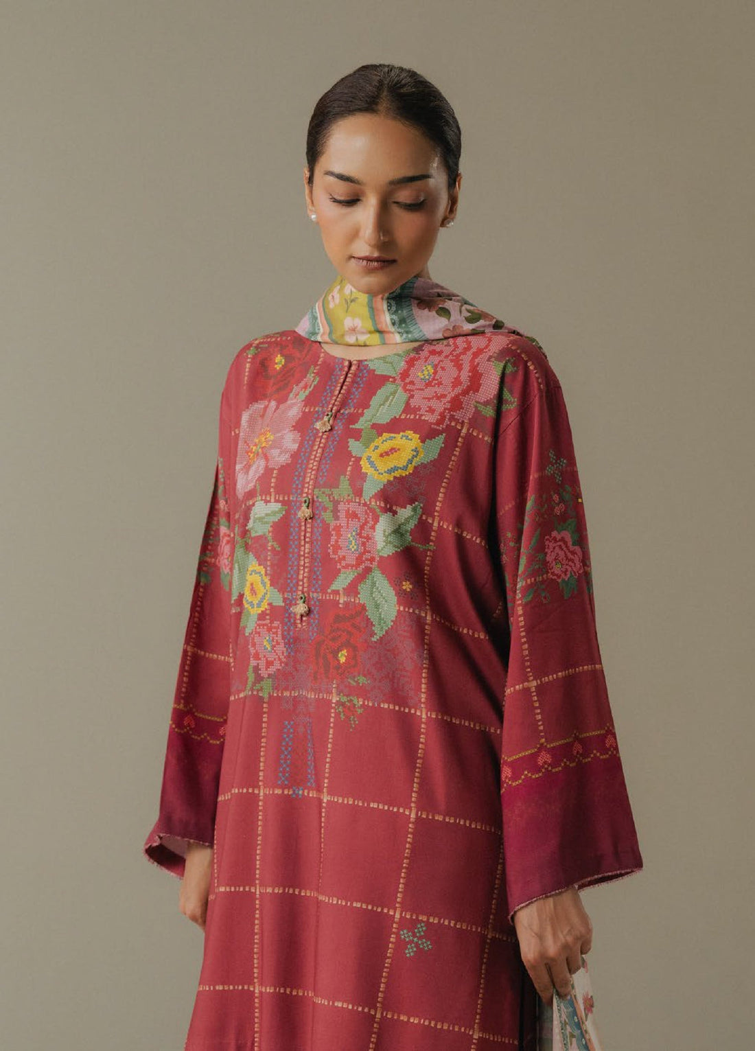Zara Shahjahan | Coco Prints 25 |Olive Hour-5B - by Libasekhas UK - Registered Vendor of : Zara Shahjahan - 100% Original Designer Dress