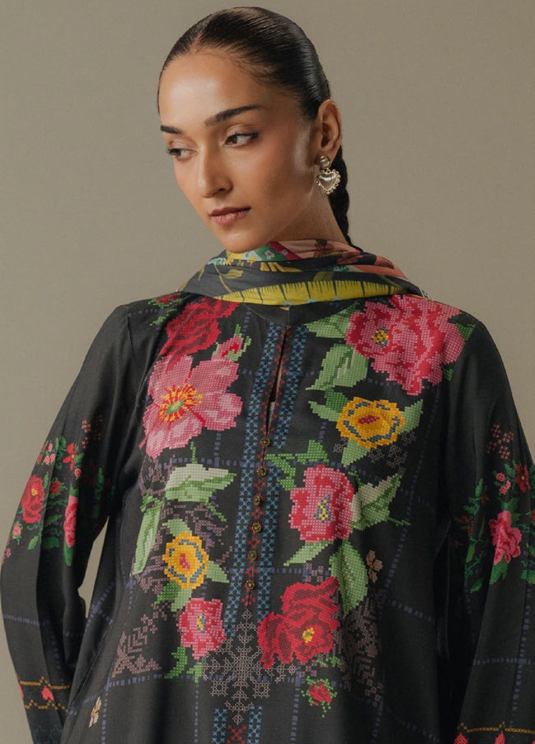 Zara Shahjahan | Coco Prints 25 |  Olive Hour-5A - by Libasekhas UK - Registered Vendor of : Zara Shahjahan - 100% Original Designer Dress