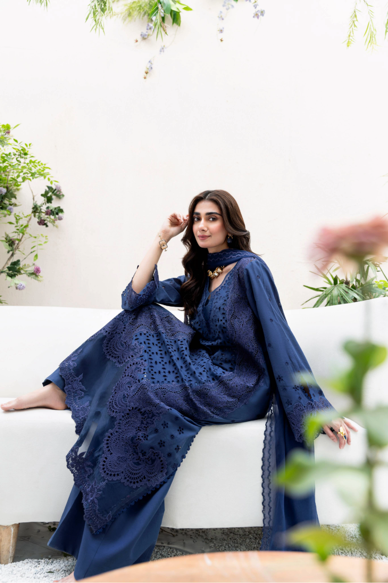 Manara | Mgrolia Garden 25 | INDIGO - by - Libasekhas UK - Registered Vendor of : Manara - 100% Original Designer Dresss