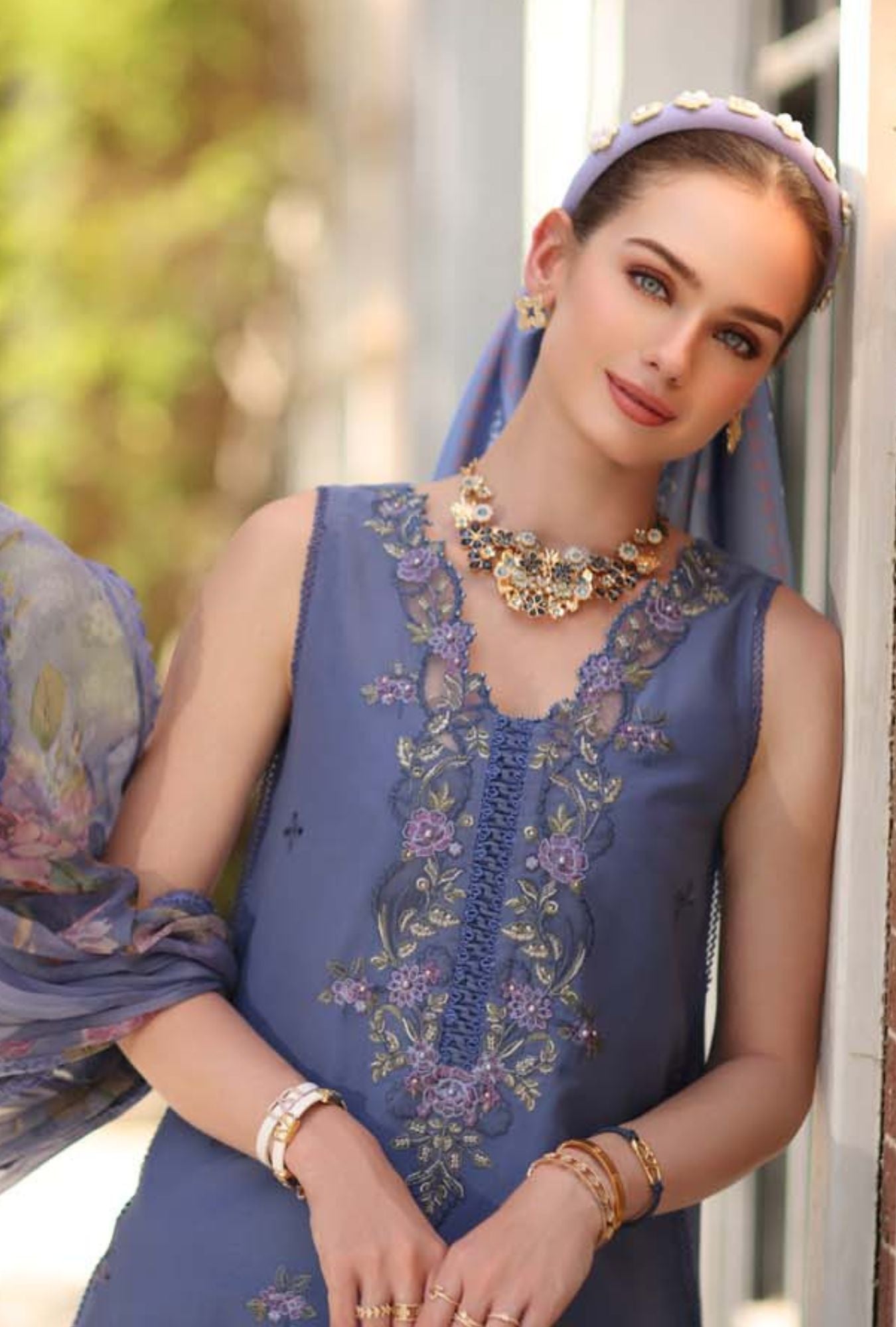 Noor by Saadia Asad | Eid Luxe Printkhaas 26 | D3 - B - Stormy Lilac - by Libasekhas UK - Registered Vendor of : Noor by Saadia Asad - 100% Original Designer Dress