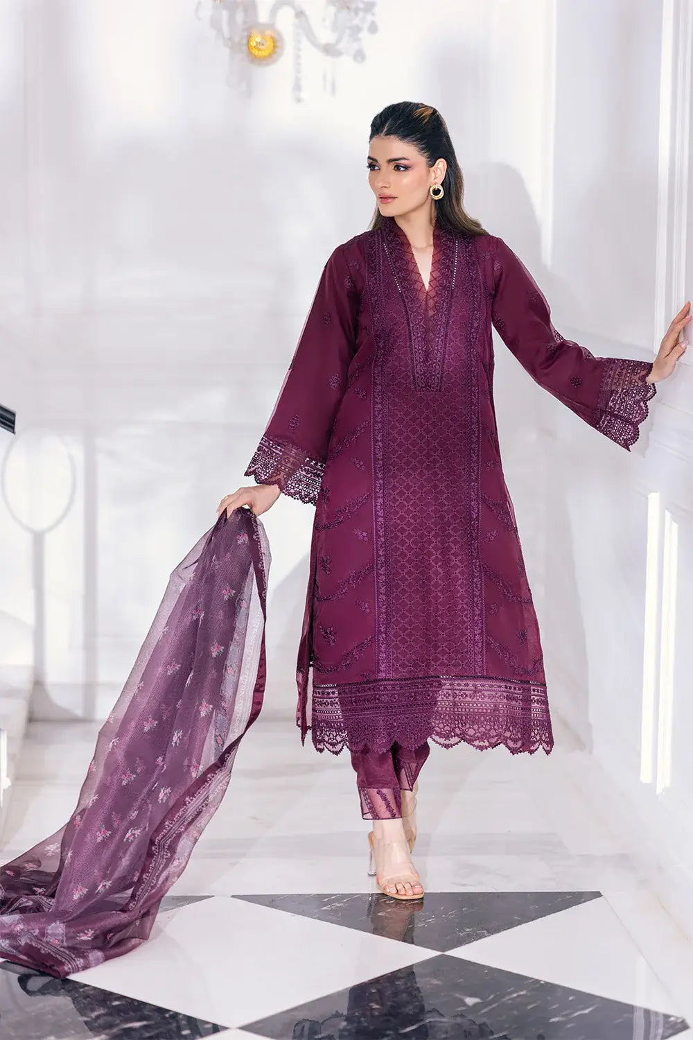 Azure | Embroidered Ensembles 23 | Vintage Rose - by - Libasekhas UK - Registered Vendor of : Azure - 100% Original Designer Dresss