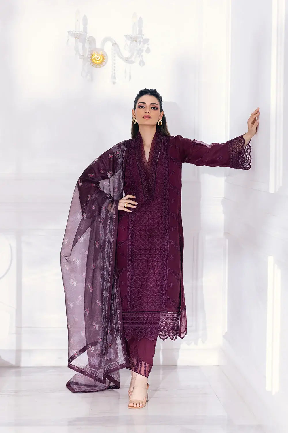 Azure | Embroidered Ensembles 23 | Vintage Rose - Libasekhas