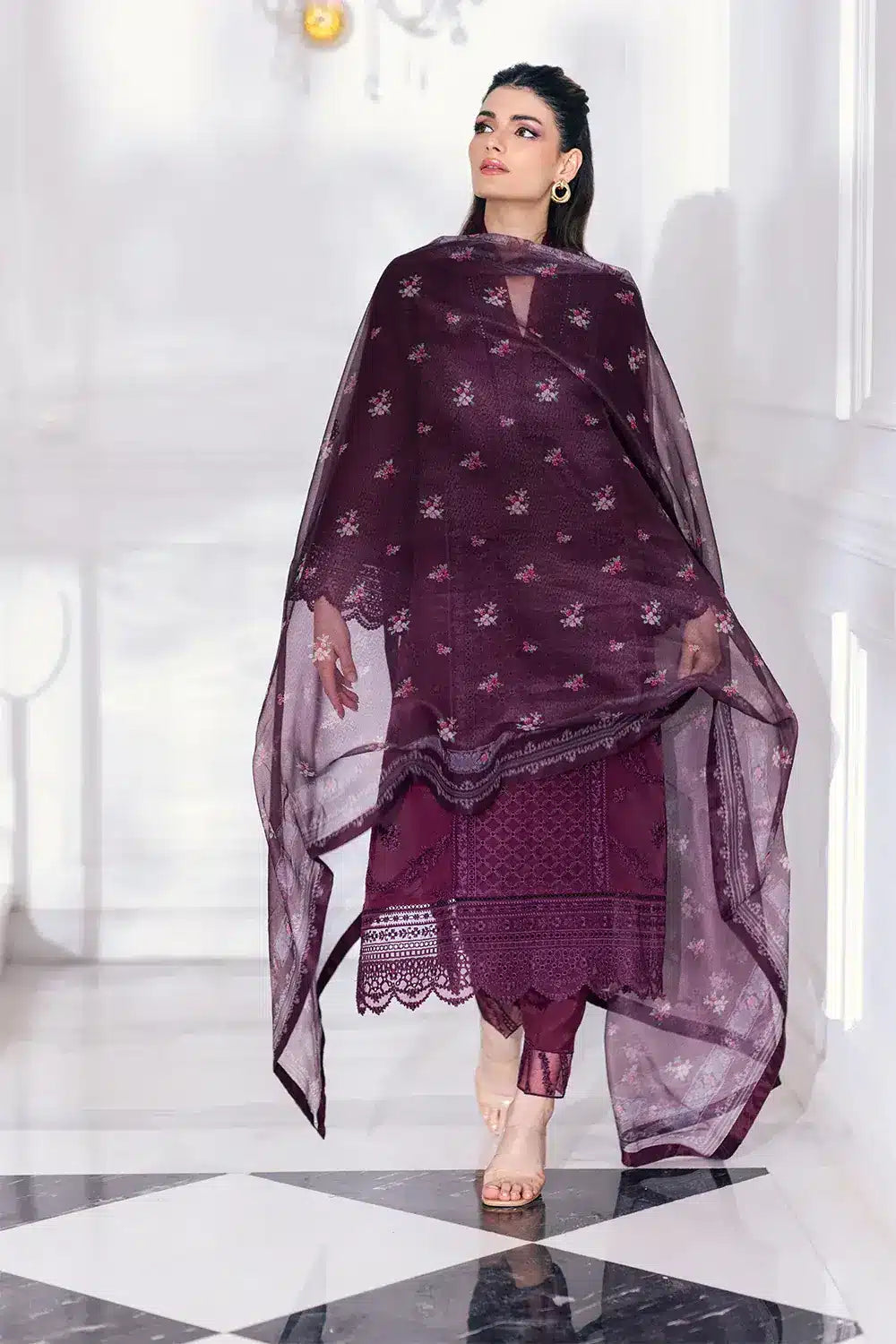 Azure | Embroidered Ensembles 23 | Vintage Rose - by - Libasekhas UK - Registered Vendor of : Azure - 100% Original Designer Dresss