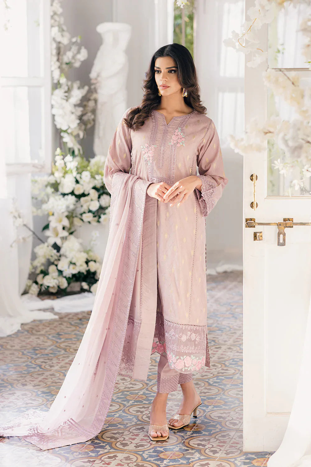 Azure | Ensembles Embroidered Formals | Vintage Mauve - by - Libasekhas UK - Registered Vendor of : Azure - 100% Original Designer Dresss