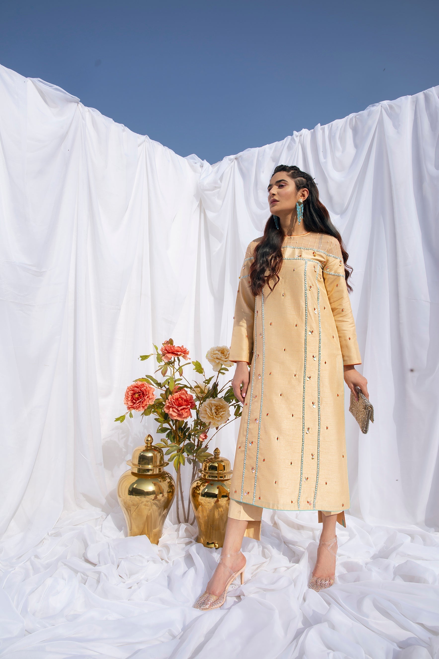 Hana | Viridity Ready to Wear | Marigold -VRT-008 - by - Libasekhas UK - Registered Vendor of : Hana - 100% Original Designer Dresss