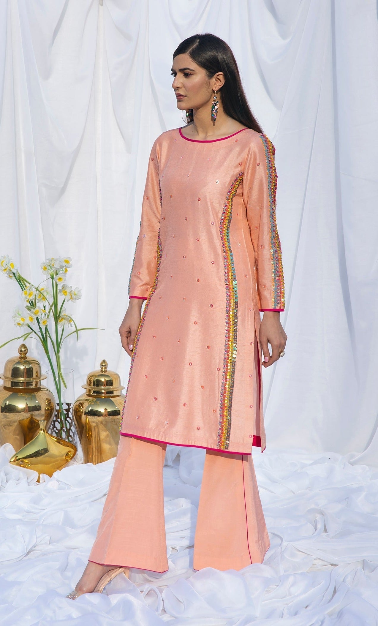 Hana | Viridity Ready to Wear | SALMON-VRT-001 - by - Libasekhas UK - Registered Vendor of : Hana - 100% Original Designer Dresss