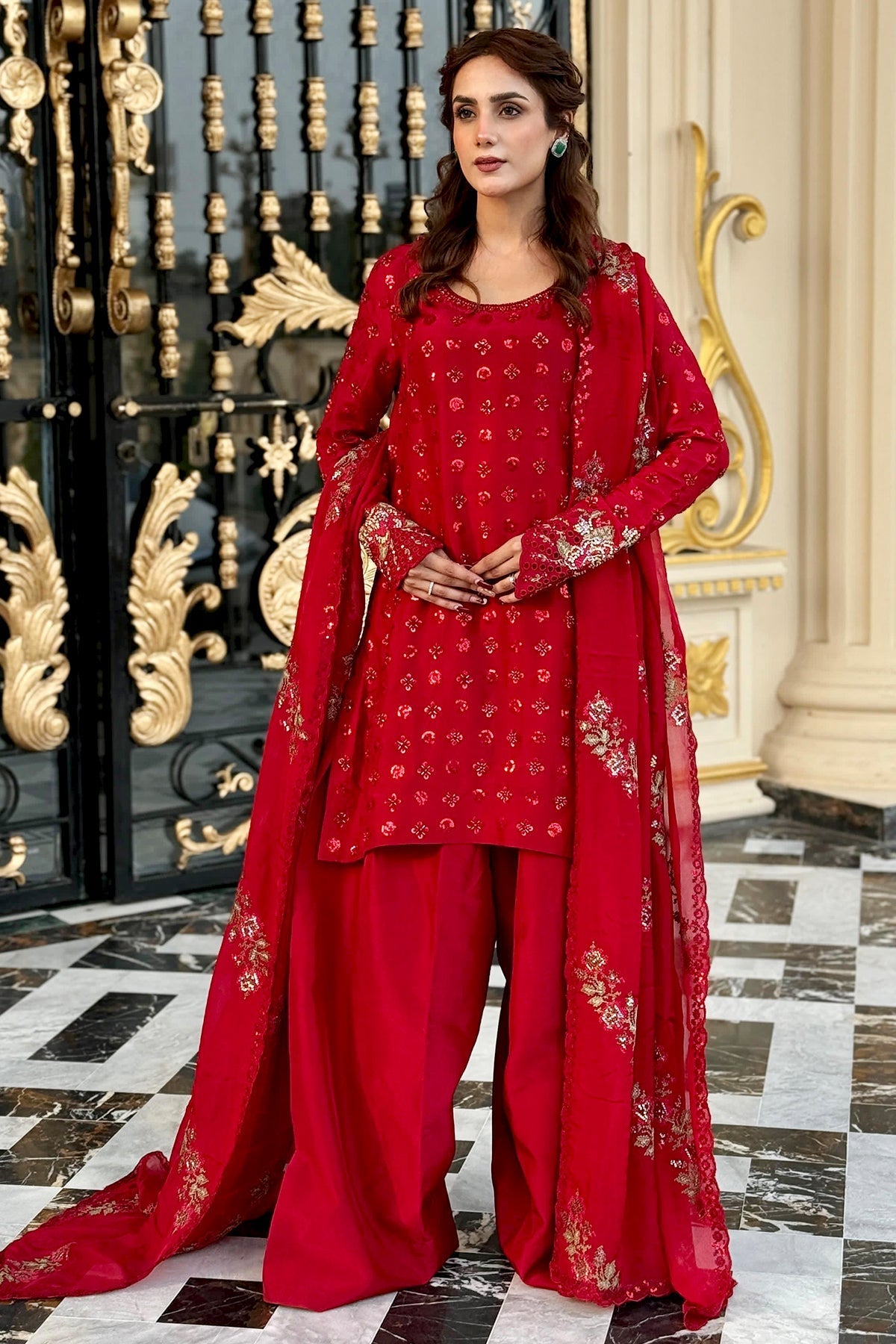 Mina Kashif | Loona Lawn 25 | Ruby - by - Libasekhas UK - Registered Vendor of : Mina Kashif - 100% Original Designer Dresss