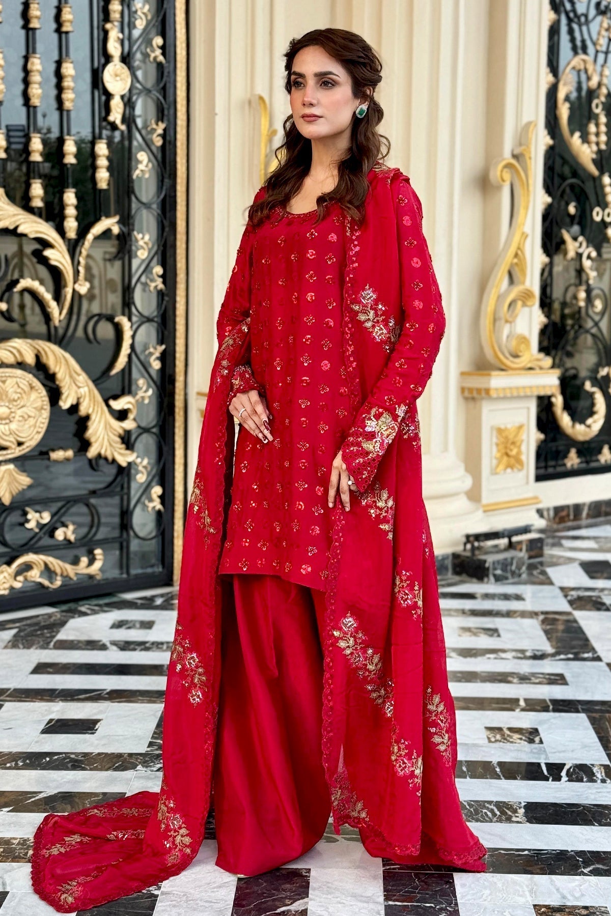 Mina Kashif | Loona Lawn 25 | Ruby - by - Libasekhas UK - Registered Vendor of : Mina Kashif - 100% Original Designer Dresss