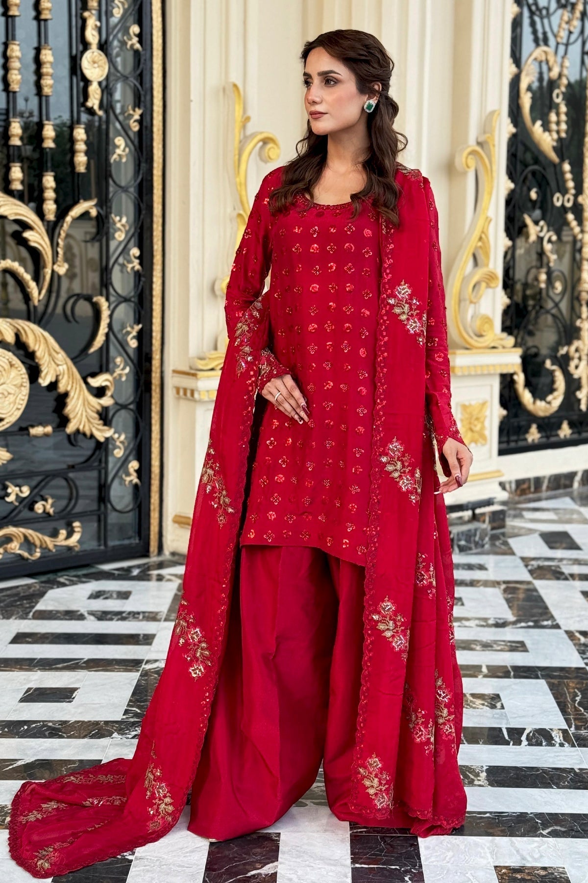 Mina Kashif | Loona Lawn 25 | Ruby - by - Libasekhas UK - Registered Vendor of : Mina Kashif - 100% Original Designer Dresss