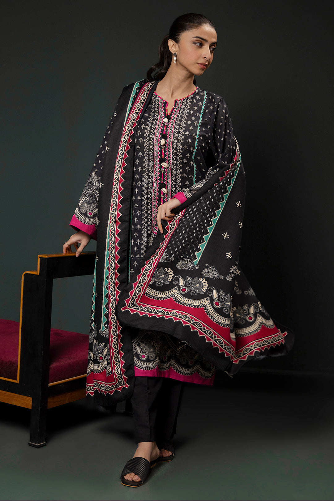 Zellbury | Winter Pret | Kurta Shawl Trouser - 3008 - by - Libasekhas UK - Registered Vendor of : Zellbury Women - 100% Original Designer Dresss