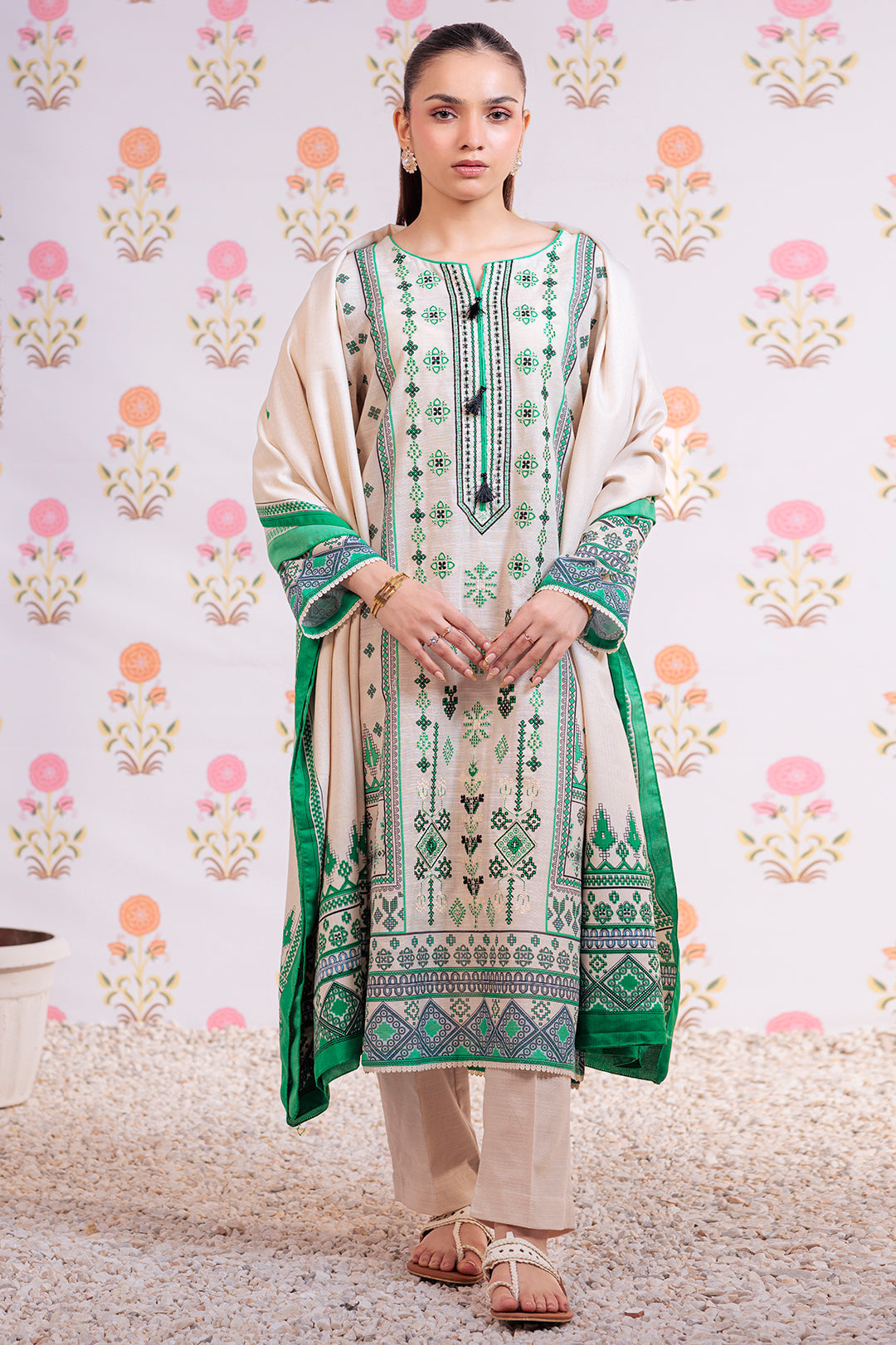 Zellbury | Winter Pret | Embroidered Kurta Dupatta Trouser - 3075 - by - Libasekhas UK - Registered Vendor of : Zellbury Women - 100% Original Designer Dresss