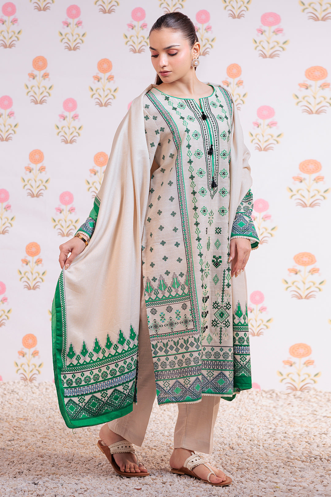 Zellbury | Winter Pret | Embroidered Kurta Dupatta Trouser - 3075 - by - Libasekhas UK - Registered Vendor of : Zellbury Women - 100% Original Designer Dresss