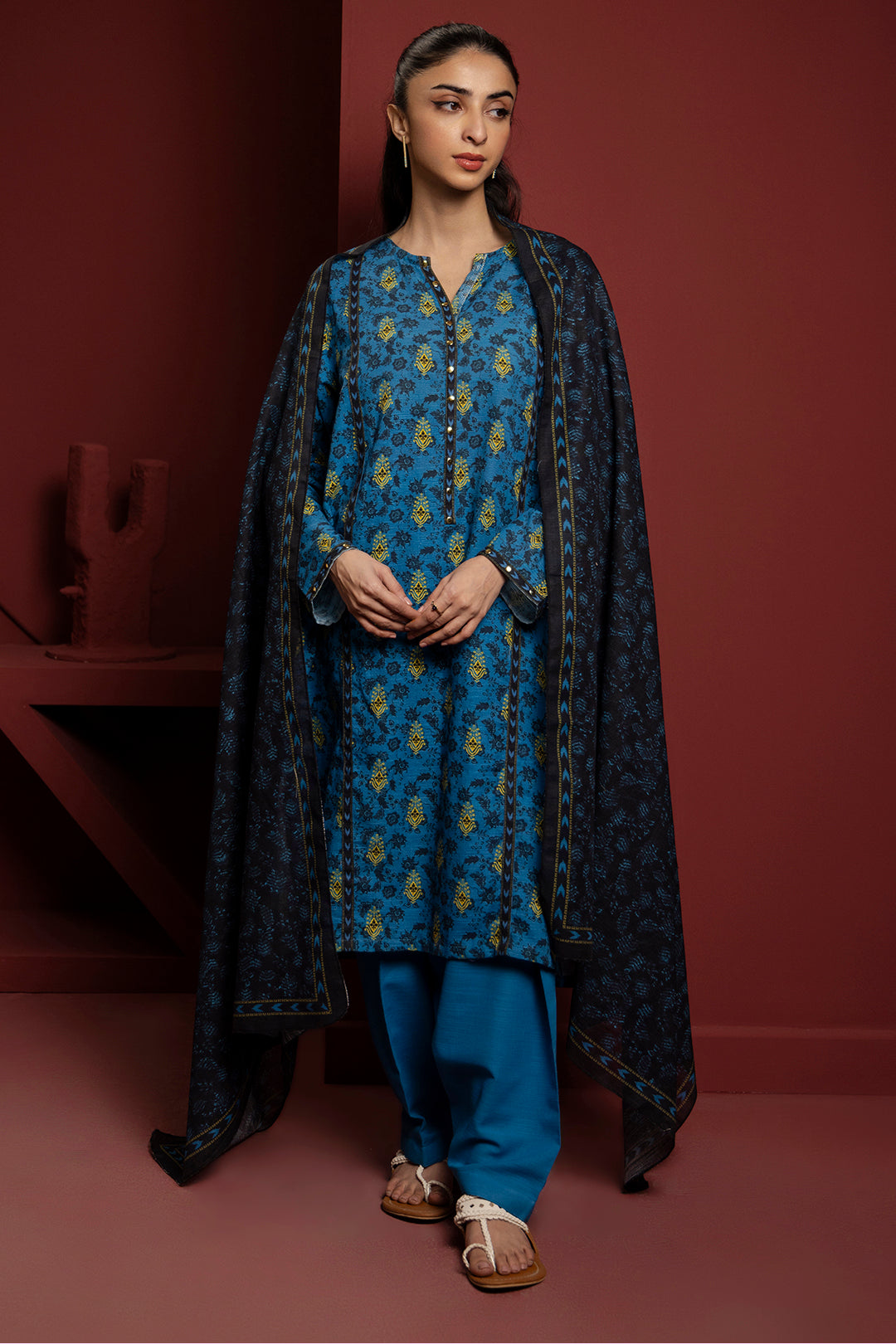 Zellbury | Winter Pret | Kurta Dupatta Trouser - 3115 - by - Libasekhas UK - Registered Vendor of : Zellbury Women - 100% Original Designer Dresss
