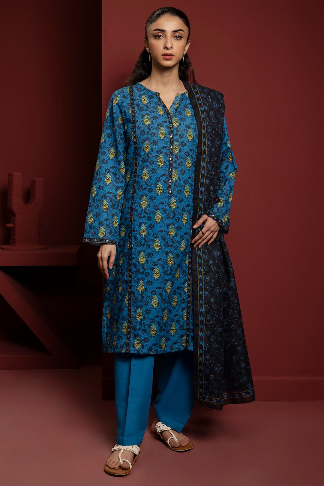 Zellbury | Winter Pret | Kurta Dupatta Trouser - 3115 - by - Libasekhas UK - Registered Vendor of : Zellbury Women - 100% Original Designer Dresss
