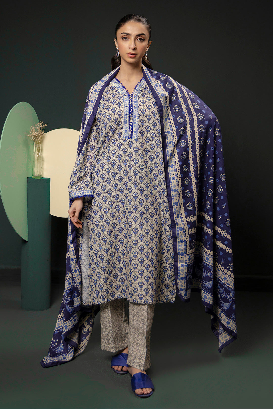 Zellbury | Winter Pret | Kurta Shawl Trouser - 3153 - by - Libasekhas UK - Registered Vendor of : Zellbury Women - 100% Original Designer Dresss