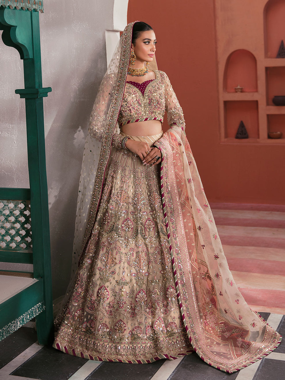 Gulaal | Wedding Formals | ANSHAH GL-WS-22V1-28 (IVORY WHITE LEHNGA CHOLI) - by - Libasekhas UK - Registered Vendor of : Gulaal - 100% Original Designer Dresss