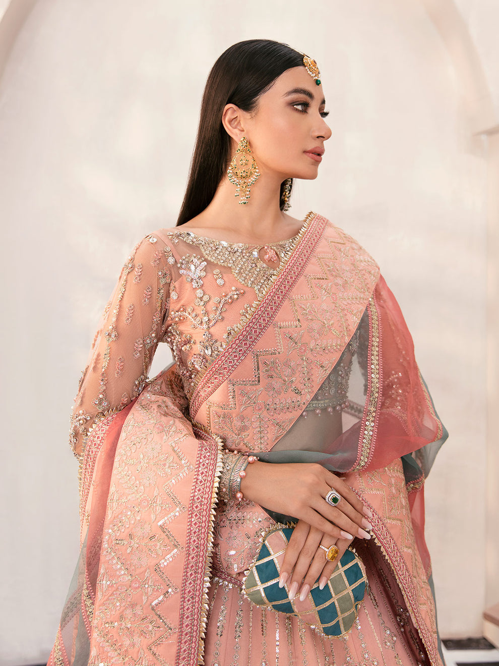 Gulaal | Wedding Formals | AFREEN GL-WS-22V1-29 (PEACH LEHNGA CHOLI) - by - Libasekhas UK - Registered Vendor of : Gulaal - 100% Original Designer Dresss