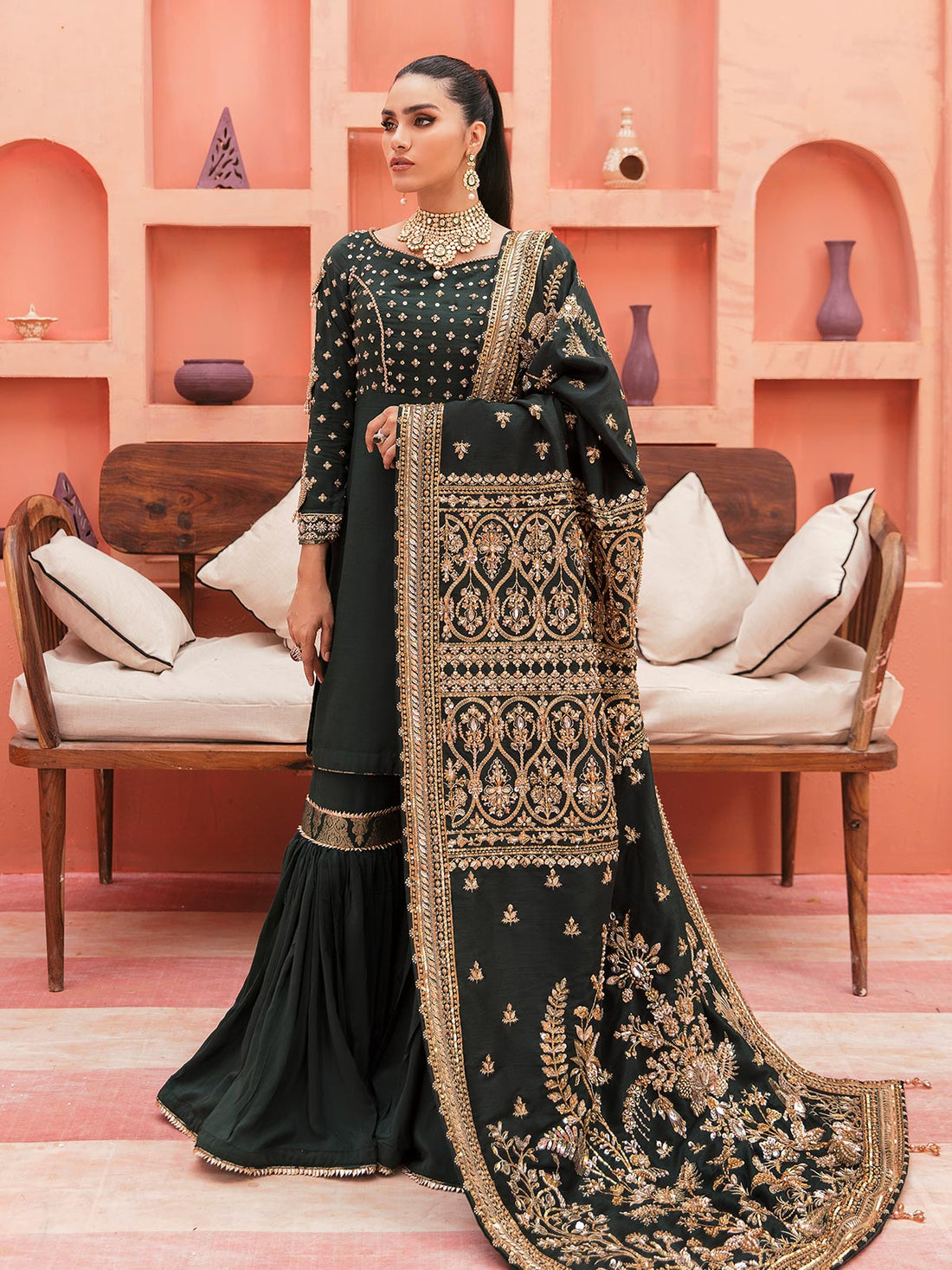 Gulaal | Wedding Formals | GL-WS-22V1-33 (SHIRT AND GHARARA) - by - Libasekhas UK - Registered Vendor of : Gulaal - 100% Original Designer Dresss