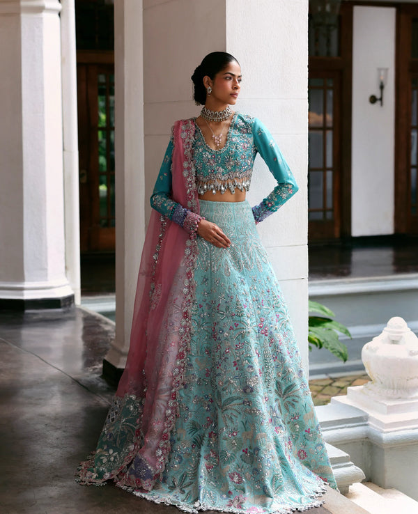 Republic Women's wear | Jazrdin D'amour Wedding Unstitched' 26 | Blue Lehnga-Choli-Belle Époque